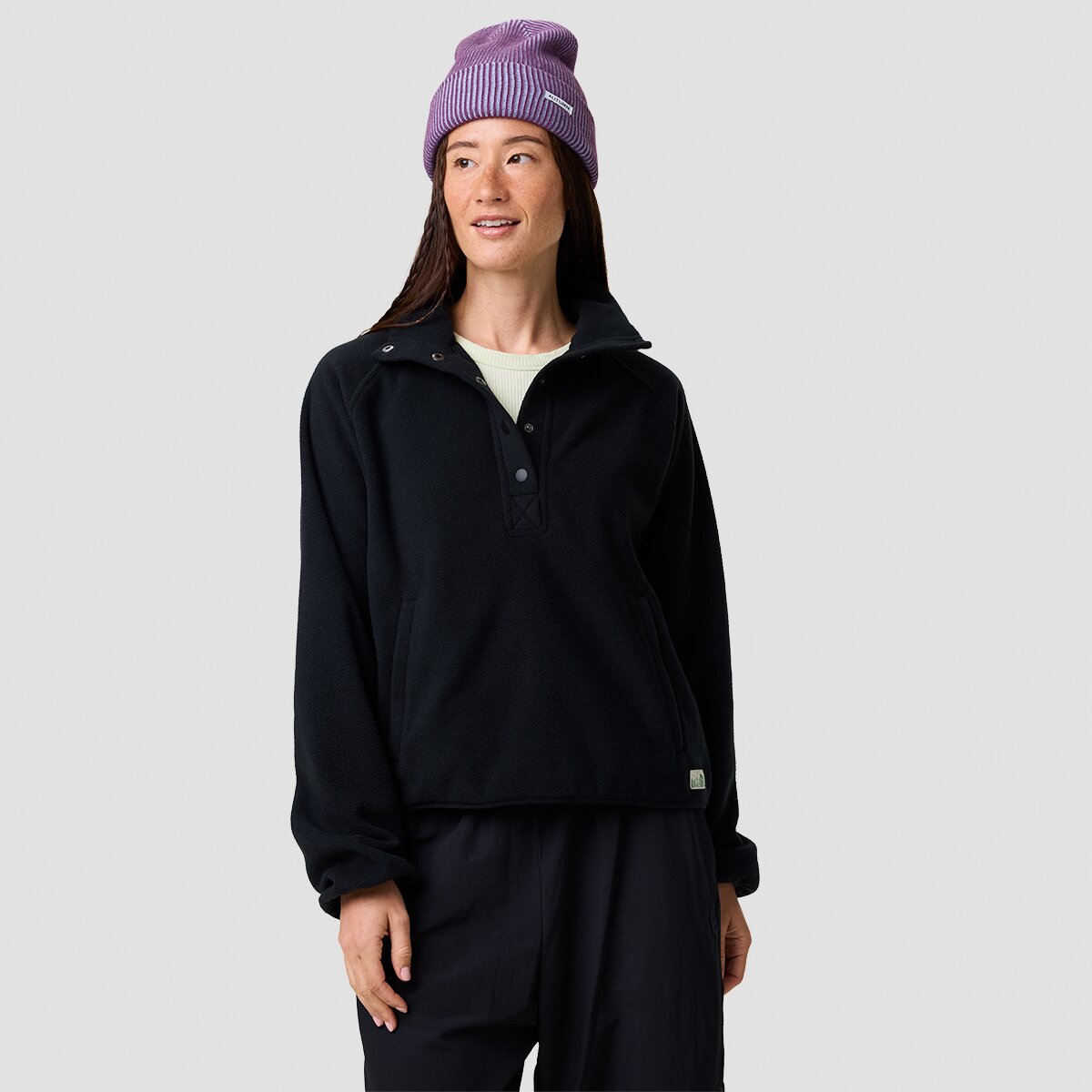 Image of Basin and Range Post-Hike Polar Fleece 1/4 Snap Pullover - Women's Black, XL