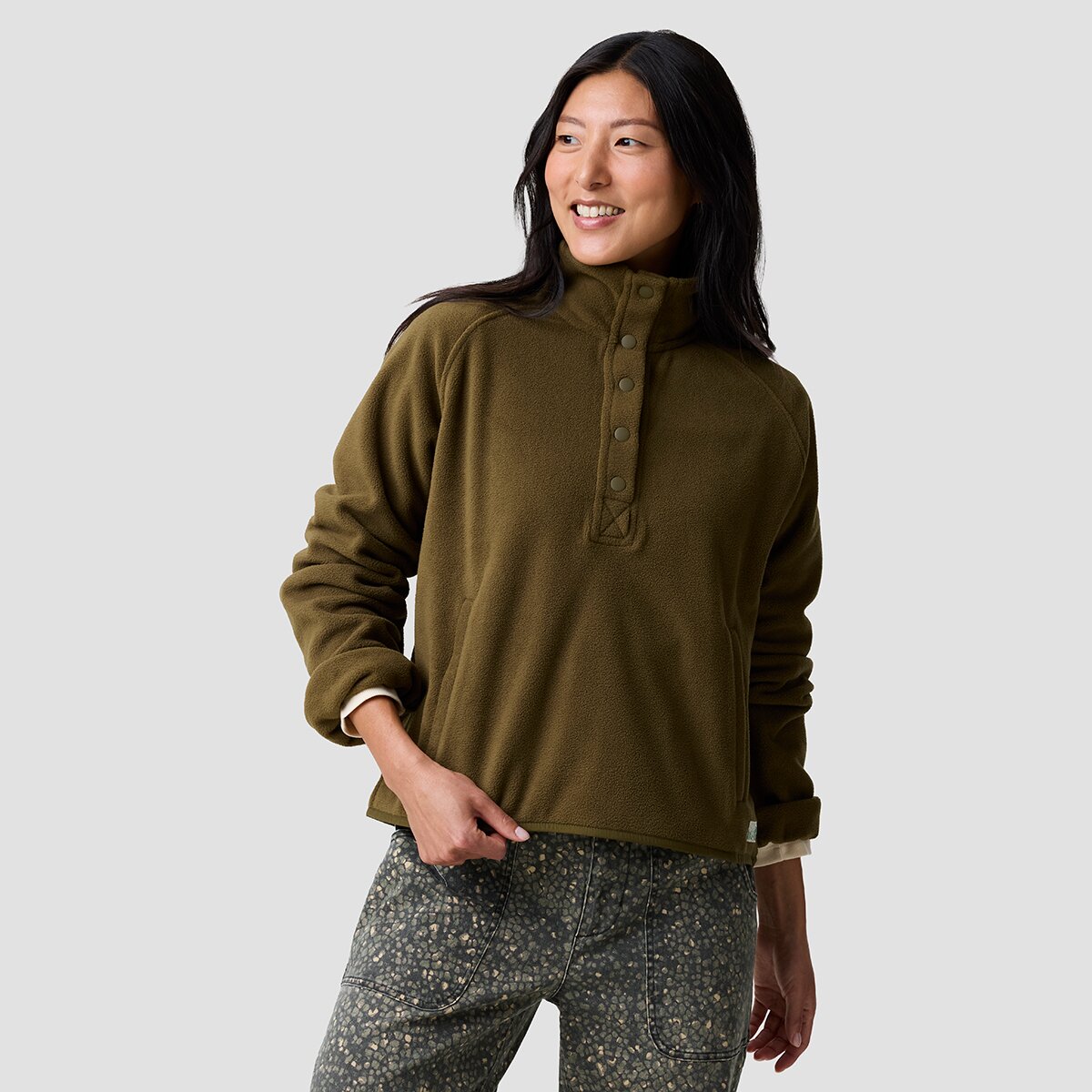 Basin and Range Post-Hike Polar Fleece 1/4 Snap Pullover - Women's Dark Olive, M