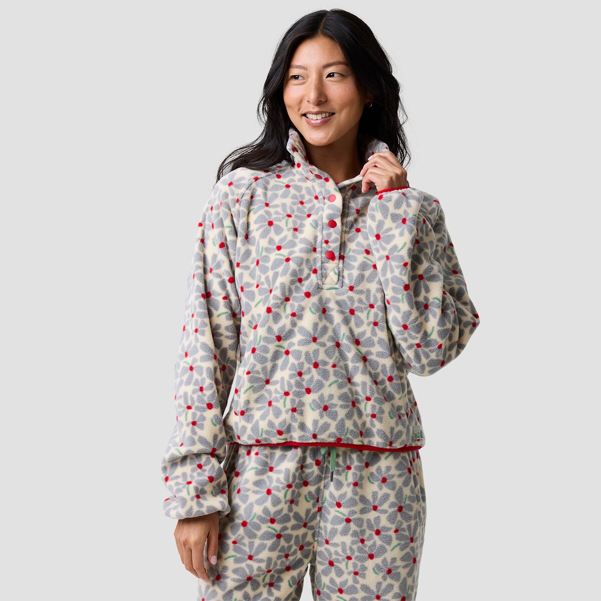 Image of Basin and Range Post-Hike Polar Fleece 1/4 Snap Pullover - Women's Wet Weather Floral Print, XL