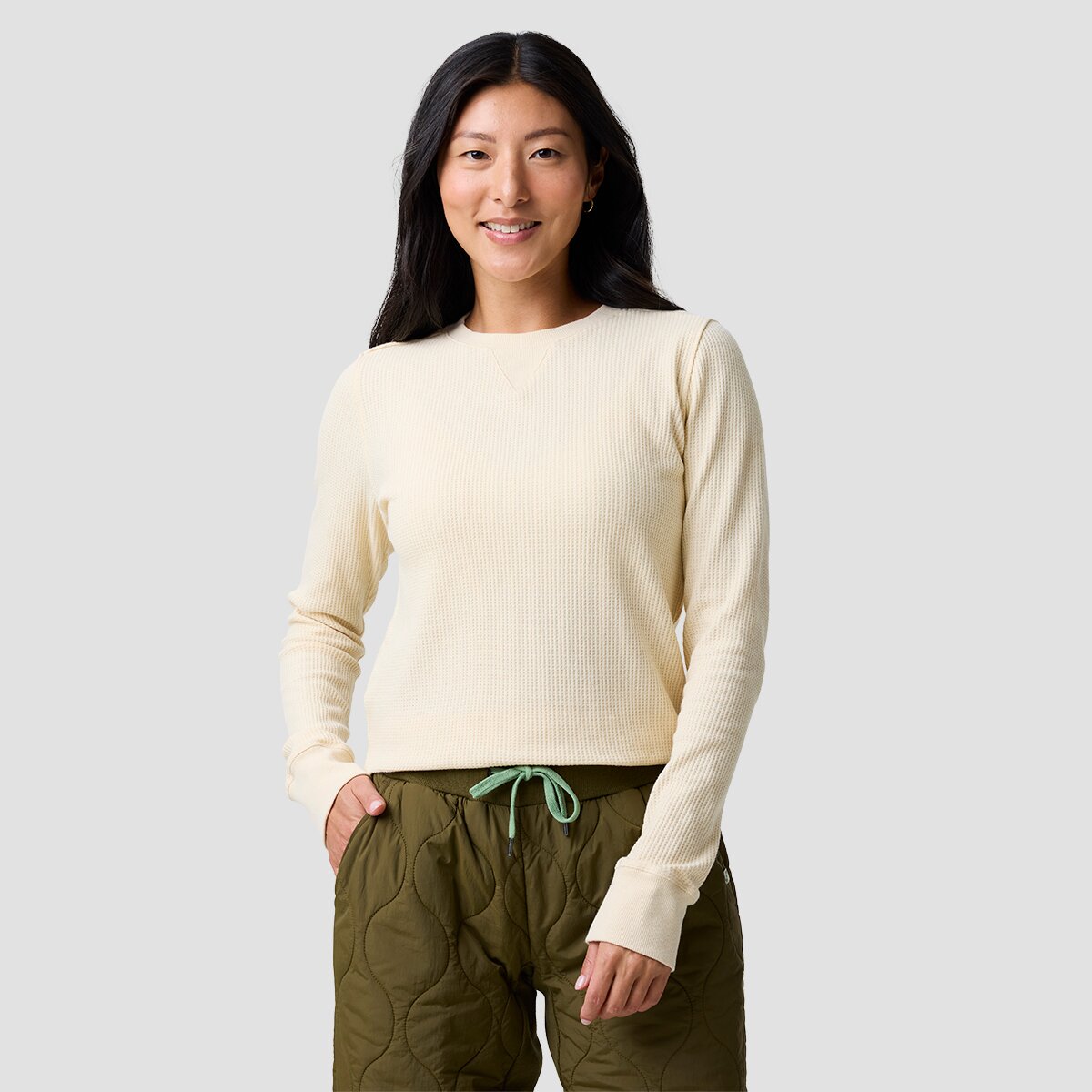 Basin and Range Wadda Waffle Long-Sleeve Crew Top - Women's Angora, XS