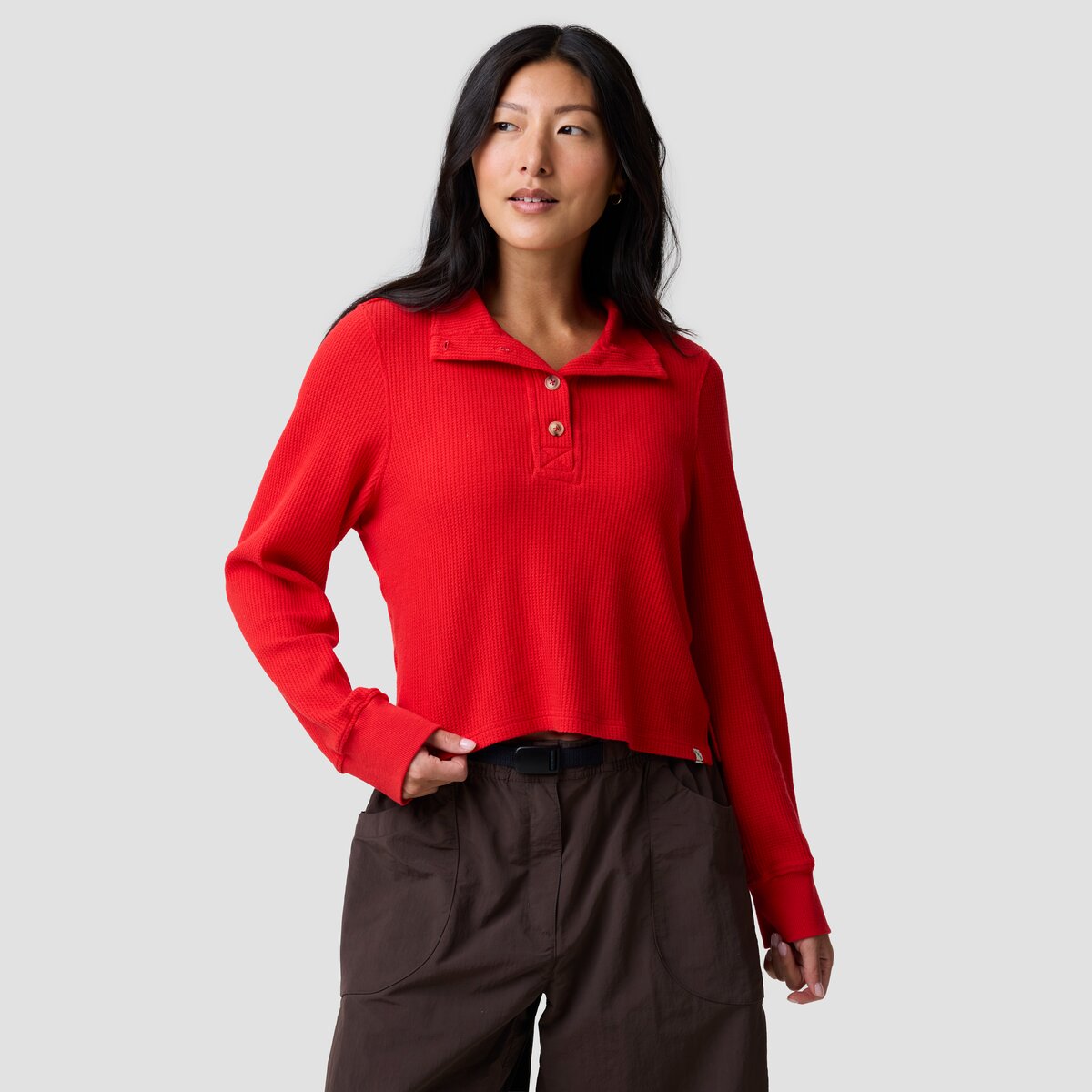 Basin and Range Wynea Waffle Henley - Women's Goji Berry, M