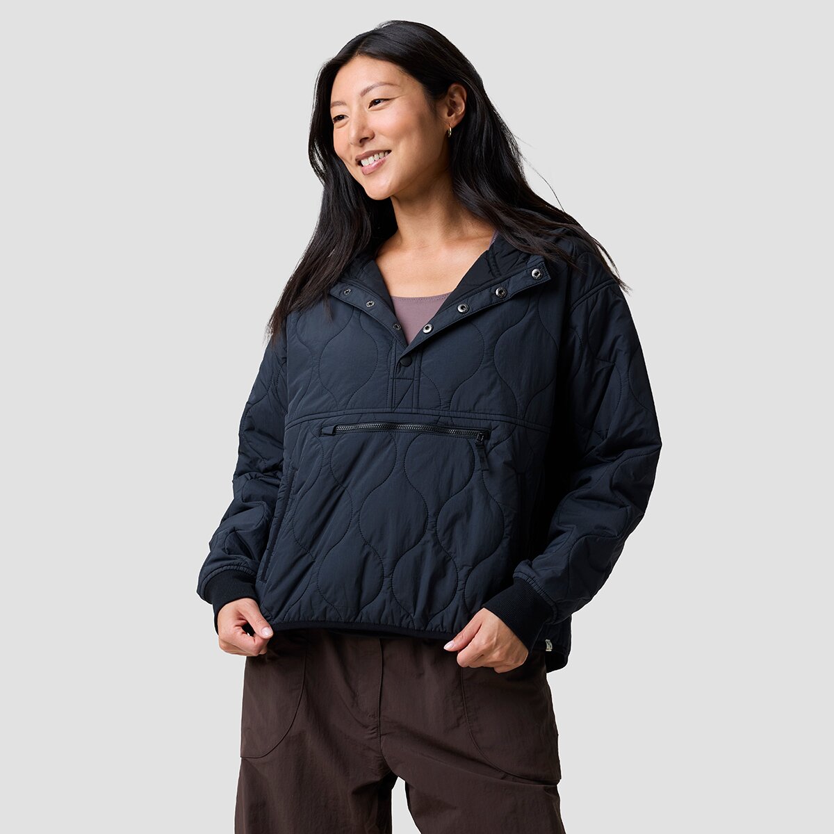 Basin and Range Car Camp Quilted 1/2 Snap Pullover - Women's Black, L
