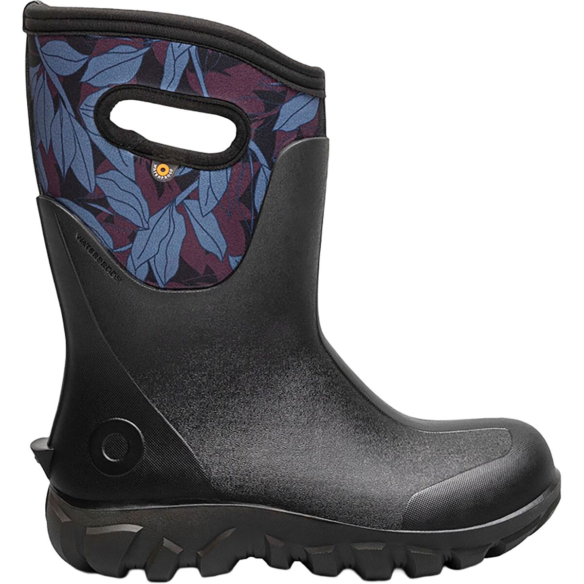 Image of Bogs Classic Seamless Mid - Outline Leaves Boot - Women's Black, 7.0