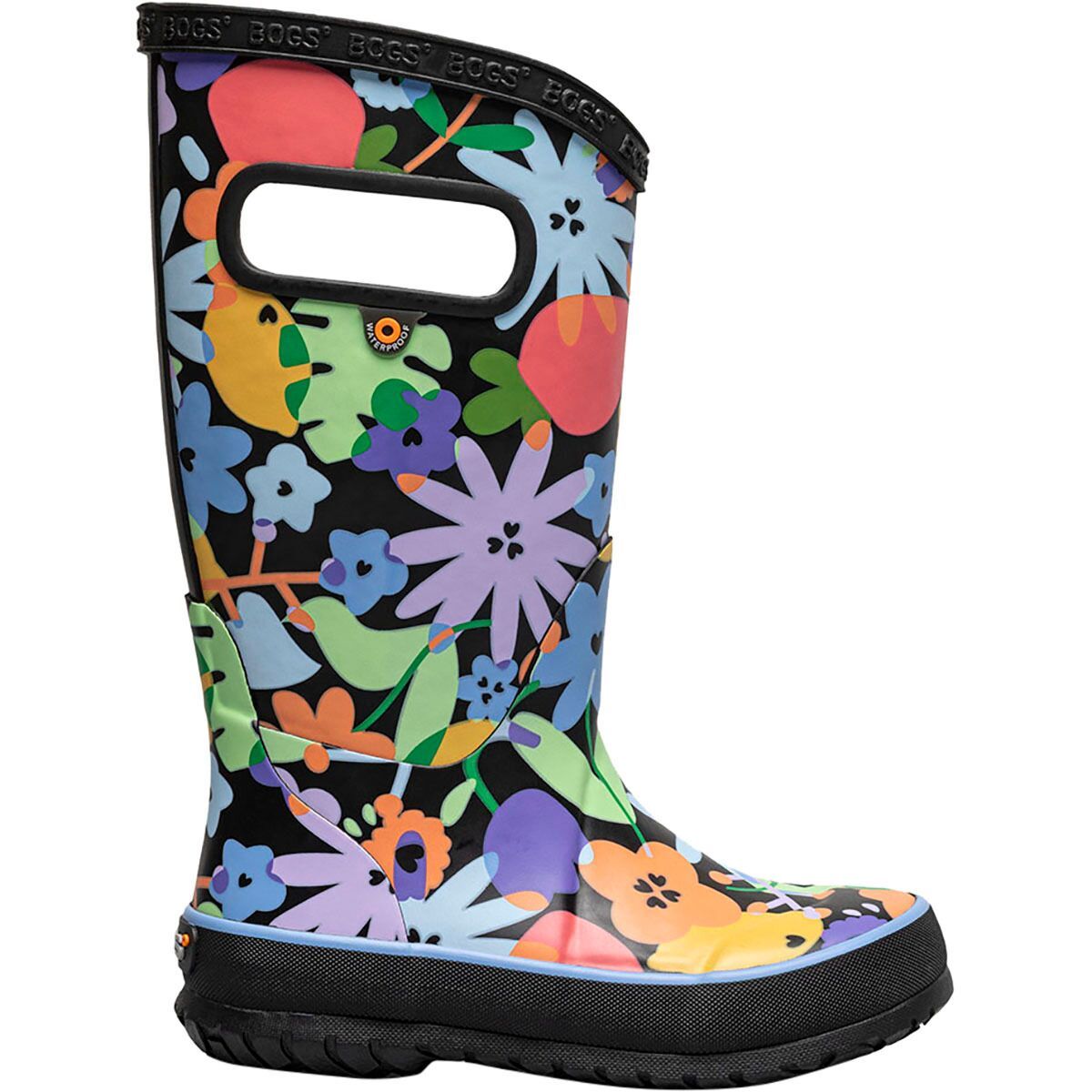 Image of Bogs O-Flower Rainboot - Little Kids' Black Multi, 11.0