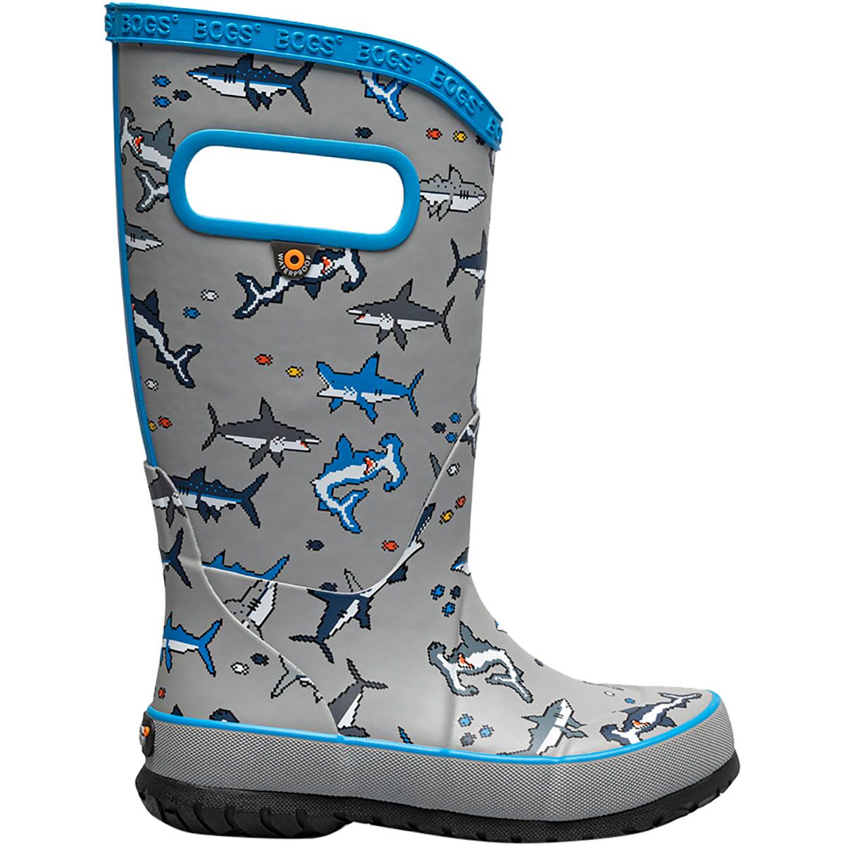 Bogs Bogs Pixel Shark Rainboot - Kids' Gray Sharks, 4.0