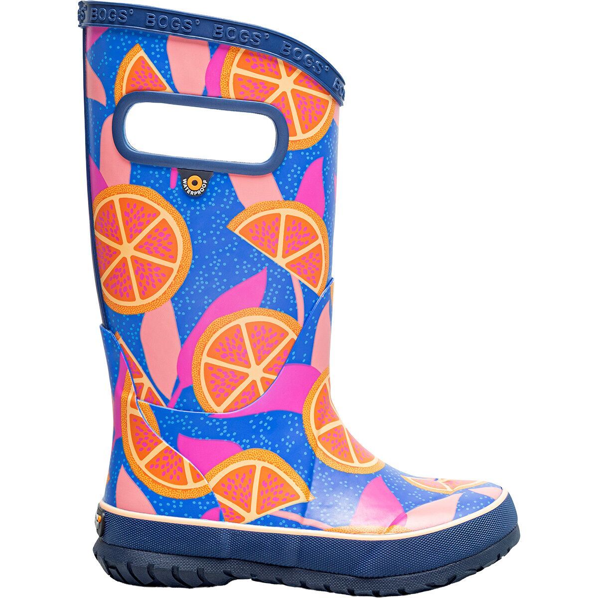 Image of Bogs Rainboot - Summer Fruit - Kids' Blue Multi/Summer Fruit, 5.0