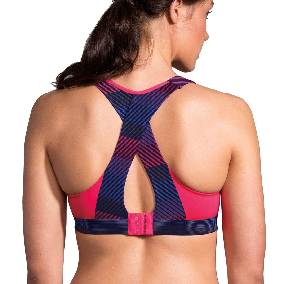 Brooks Moving Comfort Women's Juno Sports Bra, Black/White Stripe