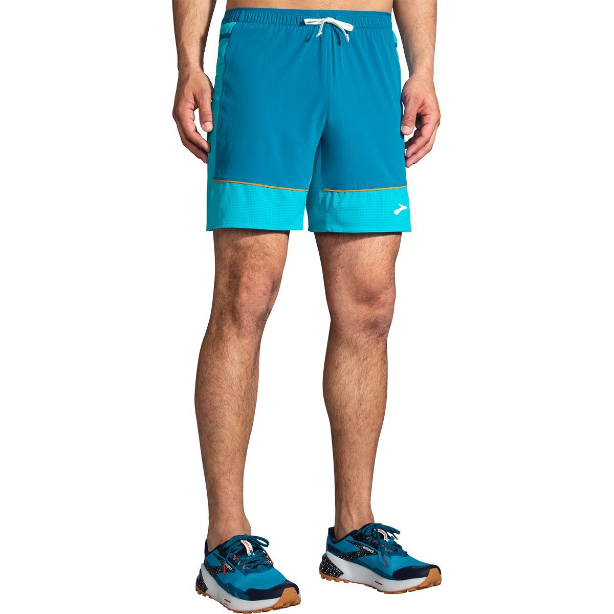 Image of Brooks High Point 7in 2-in-1 Short - Men's Hyper Blue/Mist/Pacific, XXL