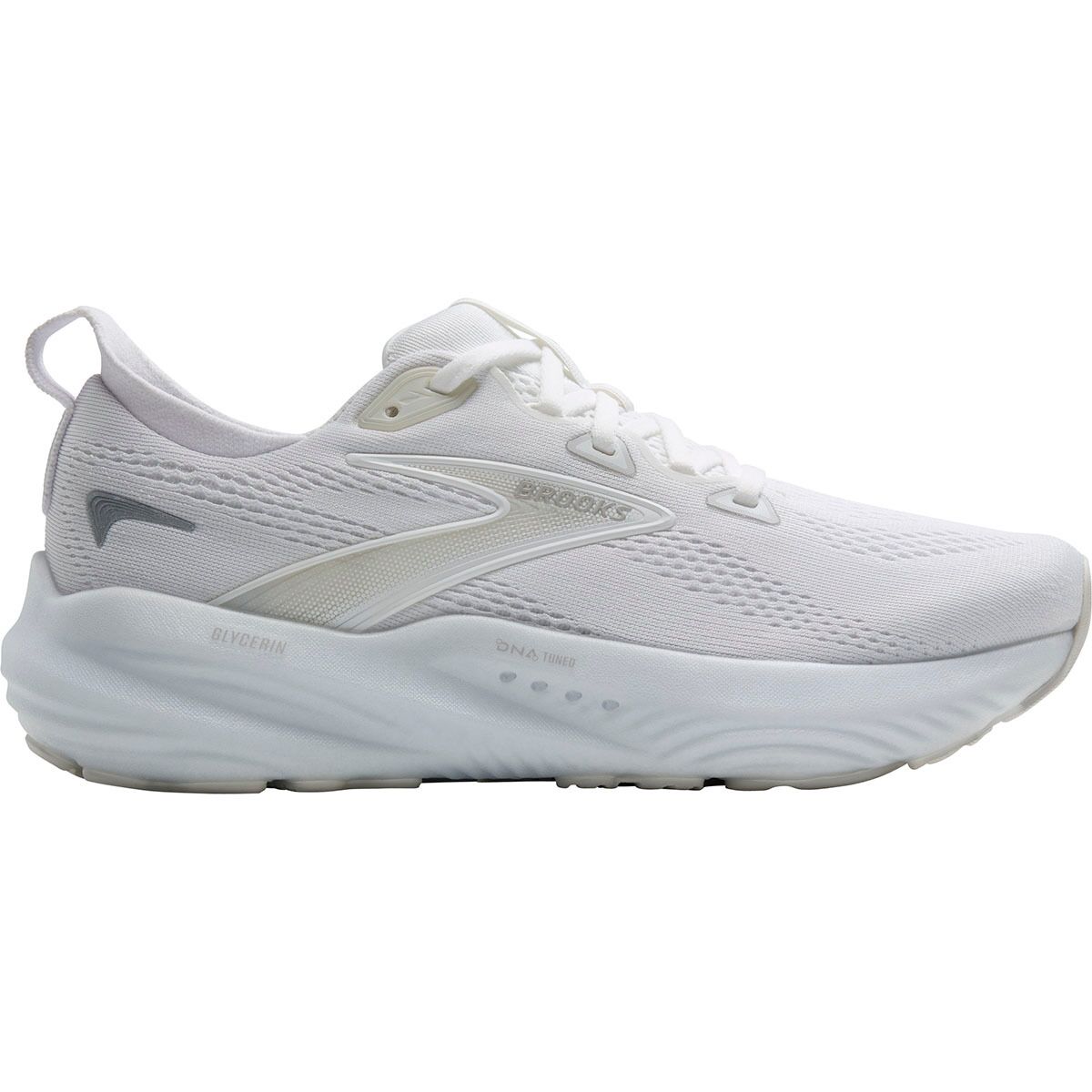 Image of Brooks Glycerin 22 Wide Shoe - Women's White/White/Grey, 6.5