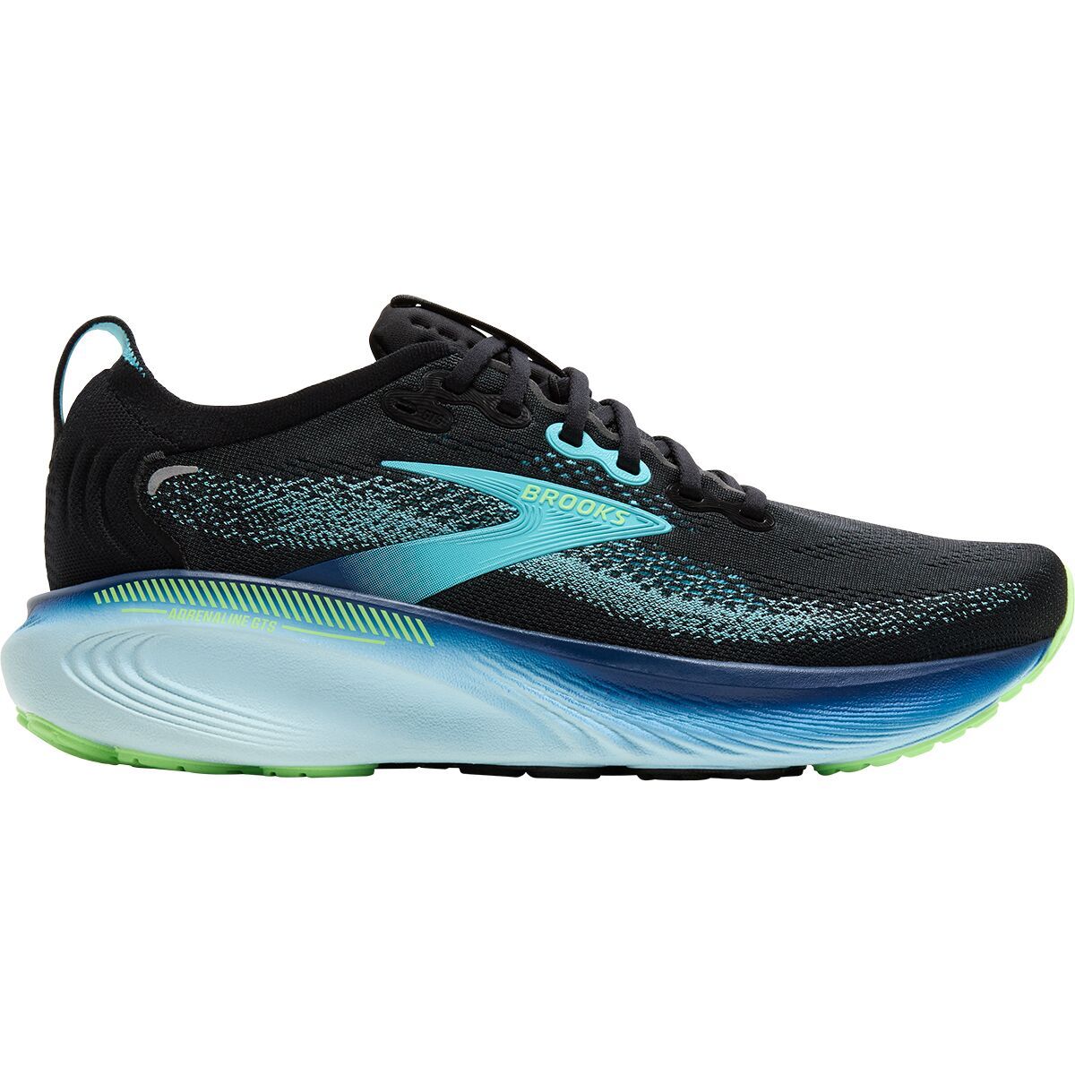 Image of Brooks Adrenaline GTS 25 Running Shoe - Men's Black/Ipanema/Mint, 10.0