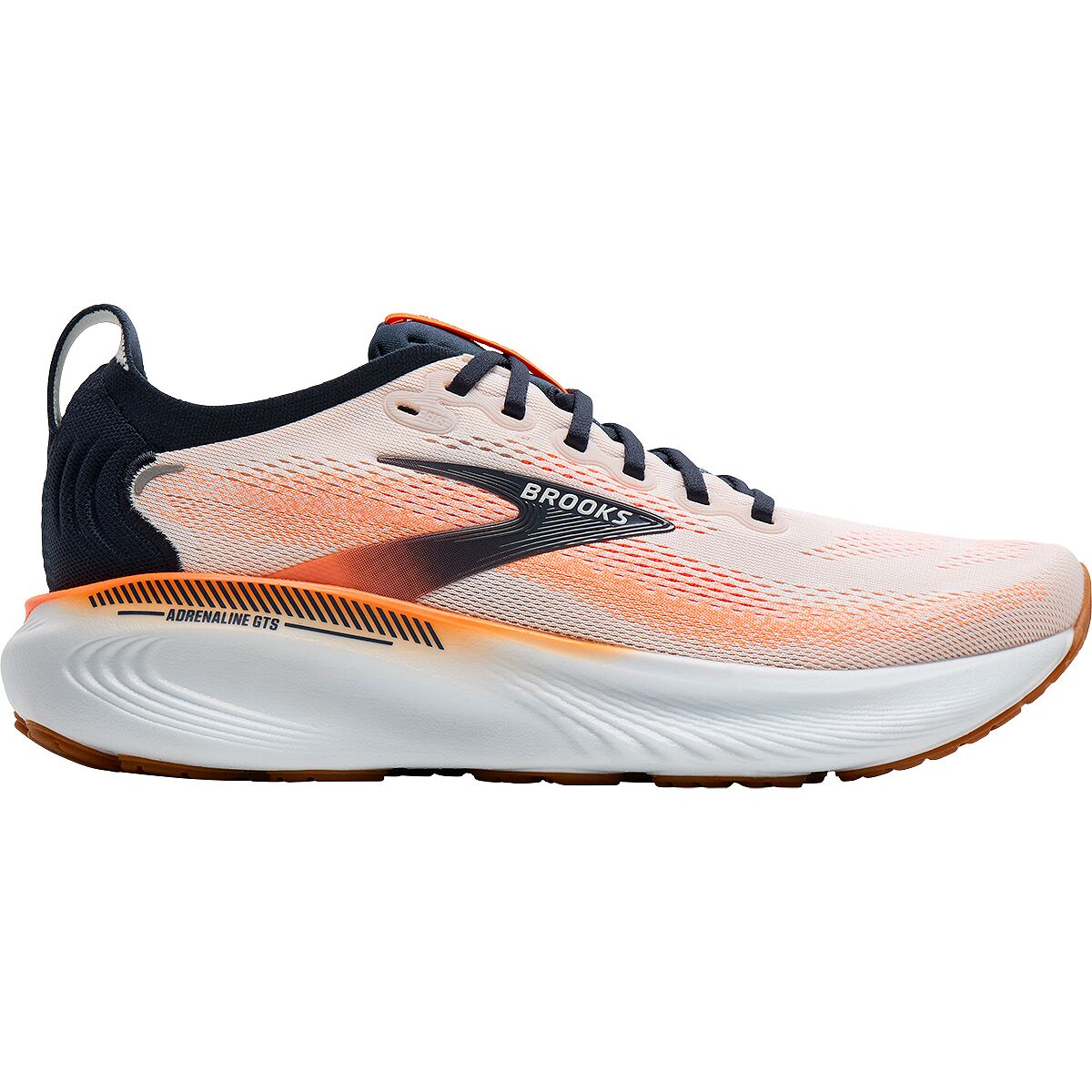 Image of Brooks Adrenaline GTS 25 Running Shoe - Men's White/Spellbound/Orange, 12.0