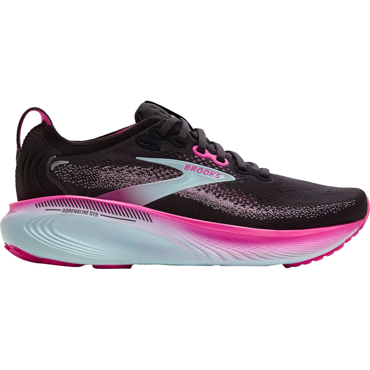 Image of Brooks Adrenaline GTS 25 Running Shoe - Women's Black/Cyber Pink/Iced Aqua, 7.5