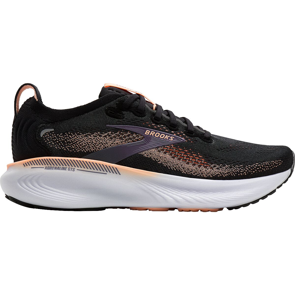 Image of Brooks Adrenaline GTS 25 Running Shoe - Women's Black/Peach/Mulled Grape, 7.5