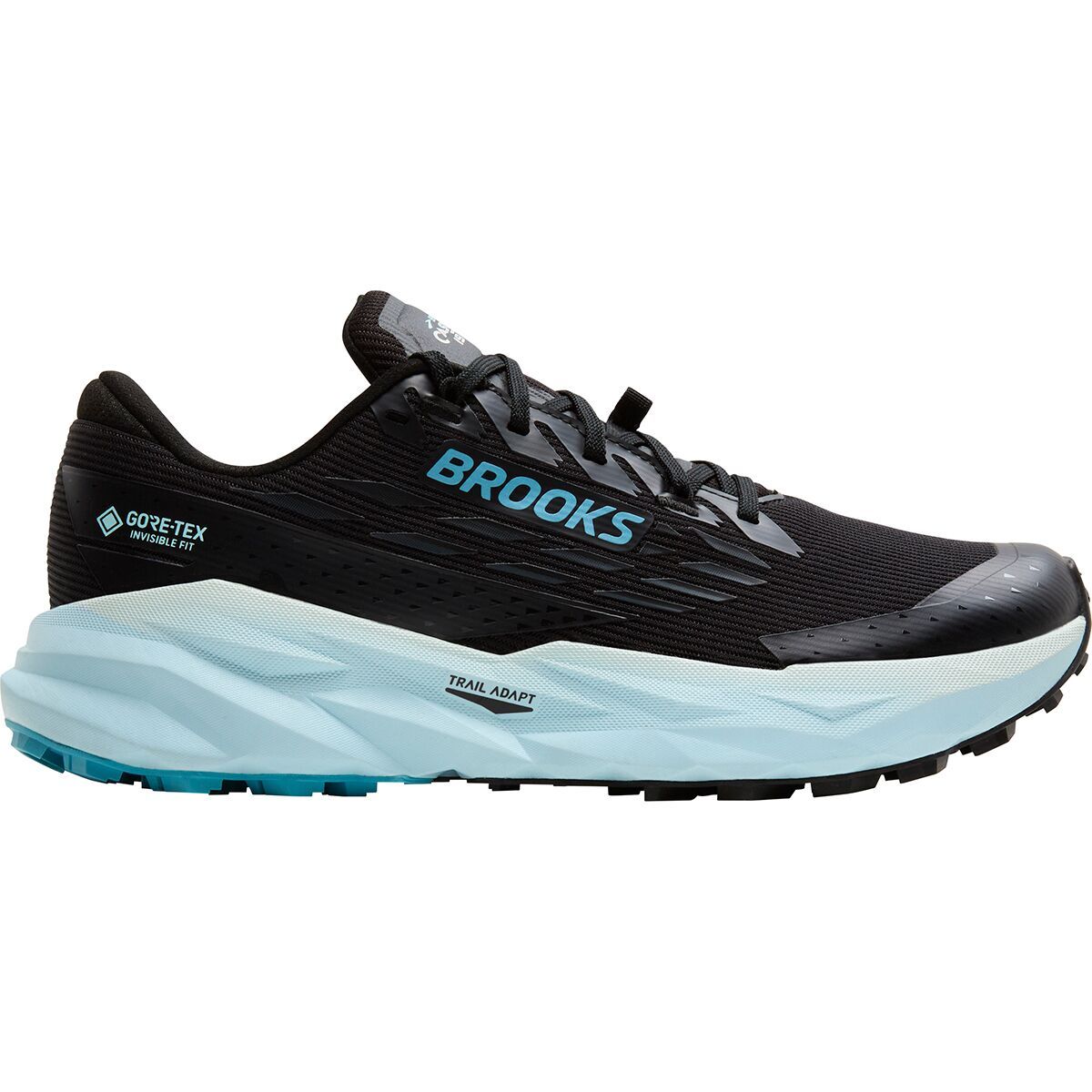 Image of Brooks Cascadia 19 GTX Trail Running Shoe - Women's Black/Ebony/Blue Flower, 8.0
