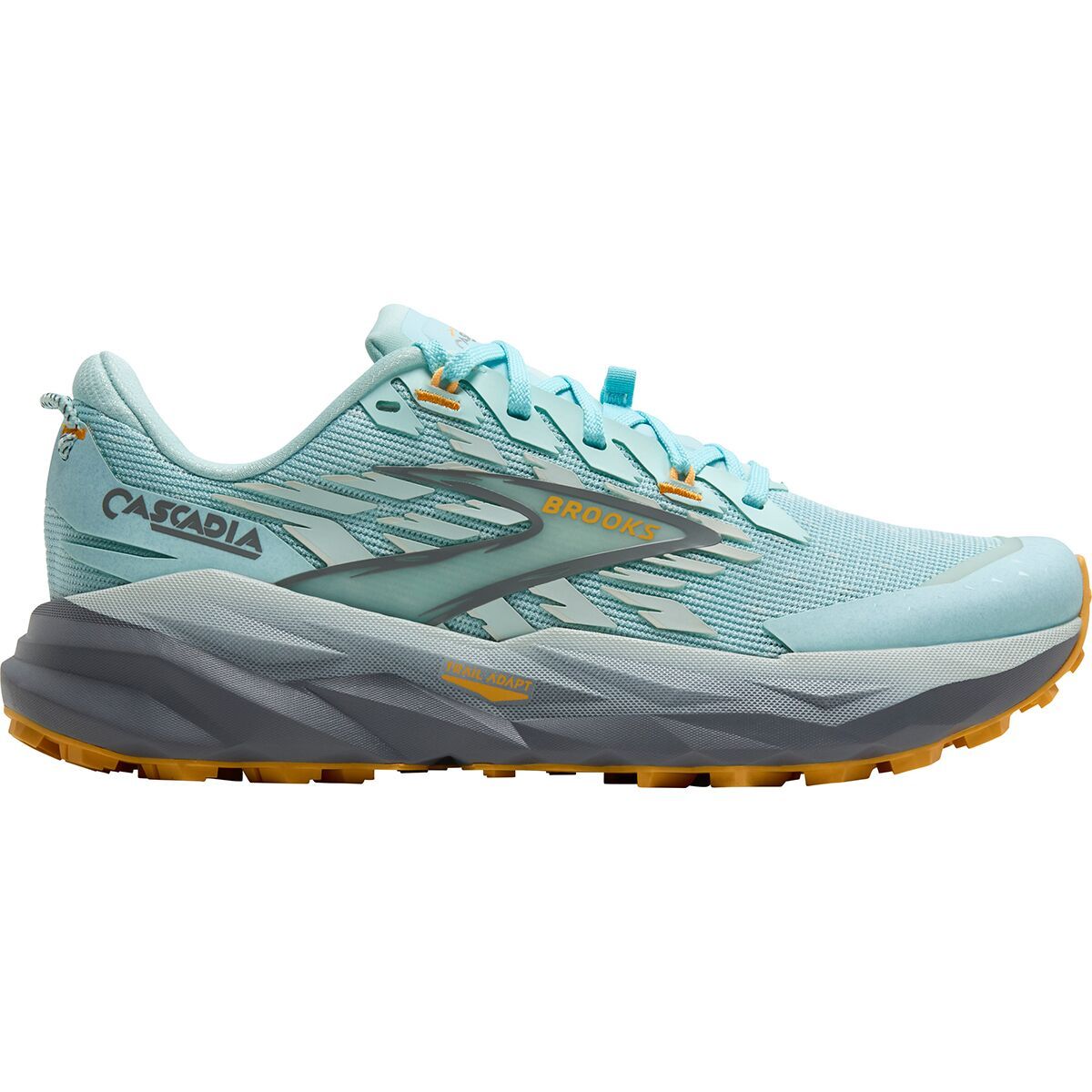 Image of Brooks Cascadia 19 Trail Running Shoe - Women's Clearwater/Primer Grey/Apricot, 7.5