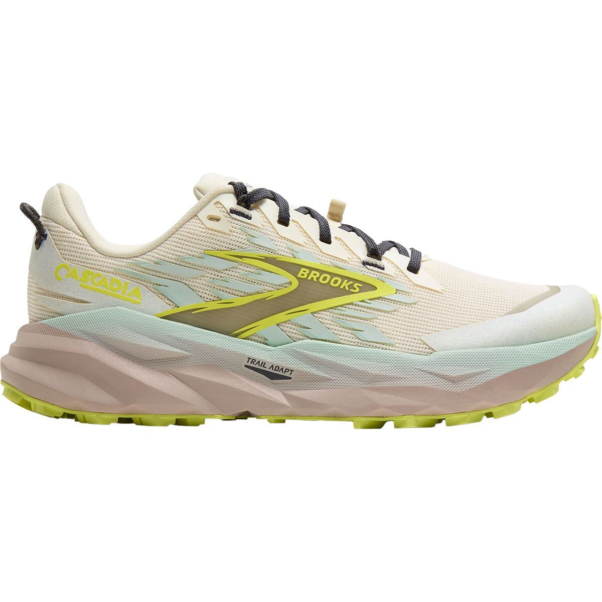 Image of Brooks Cascadia 19 Trail Running Shoe - Women's Coconut/Misty Blue/Ebony, 8.0