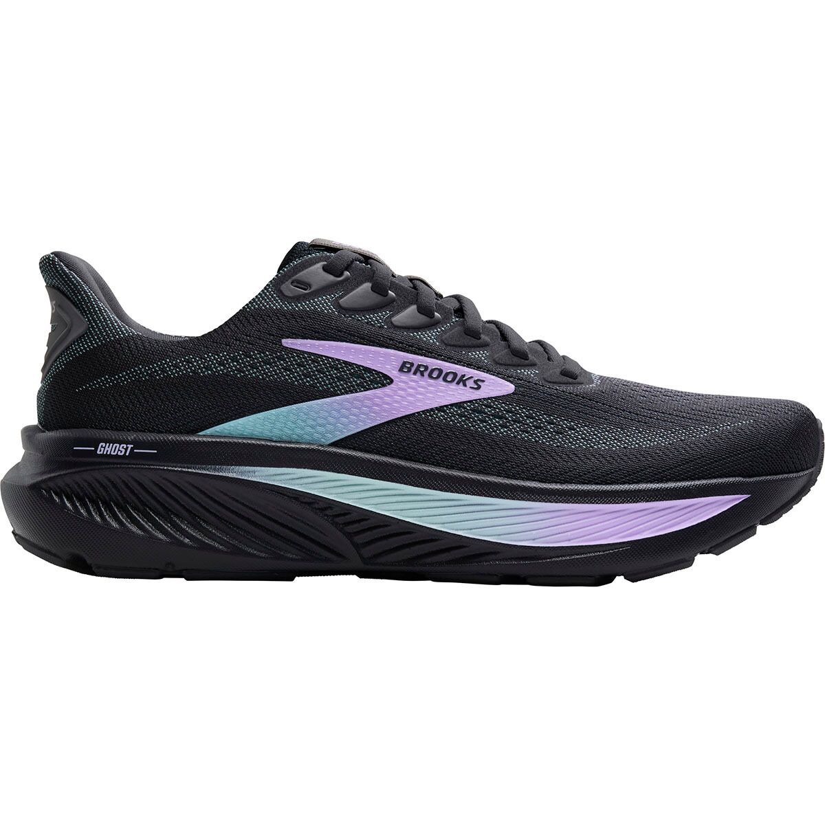 Image of Brooks Ghost 17 Wide Running Shoe - Women's Grey/Clearwater/Purple, 6.5