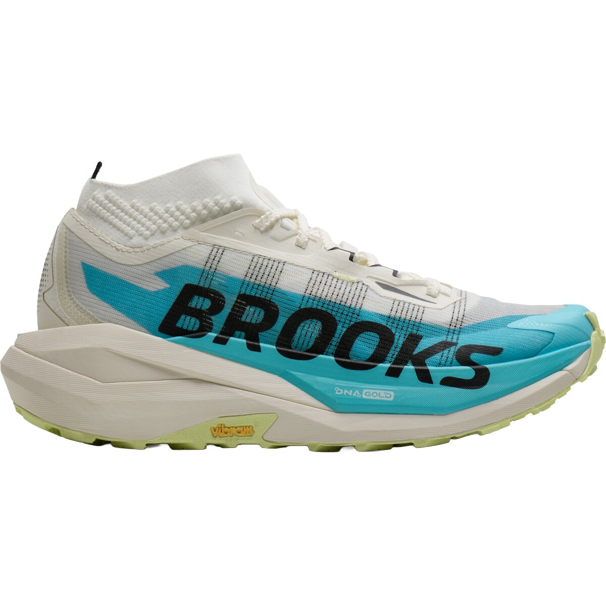 Image of Brooks Cascadia Elite Trail Running Shoe Star White/Bluefish/Black, Mens 9.0/Womens 10.5