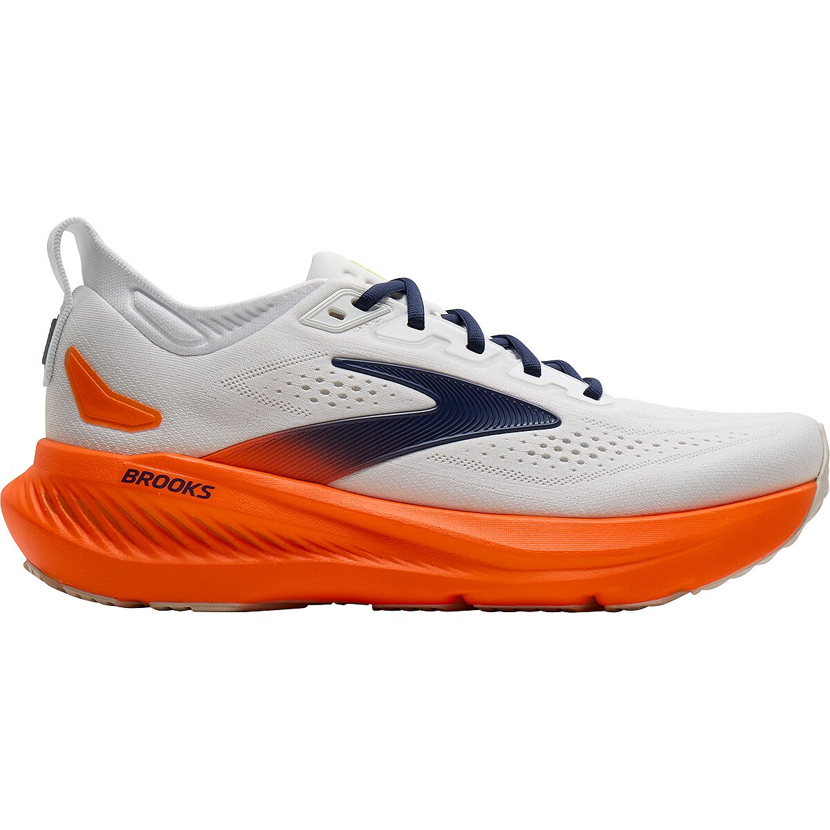Image of Brooks Glycerin 23 Running Shoe - Men's White/Navy/Orange, 10.0