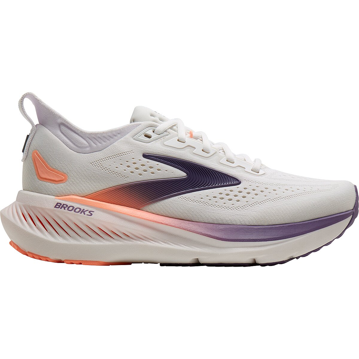 Image of Brooks Glycerin 23 Running Shoe - Women's White/Mulled Grape/Clear, 11.0