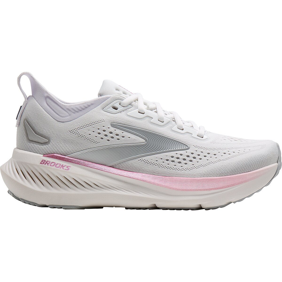 Image of Brooks Glycerin 23 Wide Running Shoe - Women's White/Harbor Mist/Metallic, 10.0