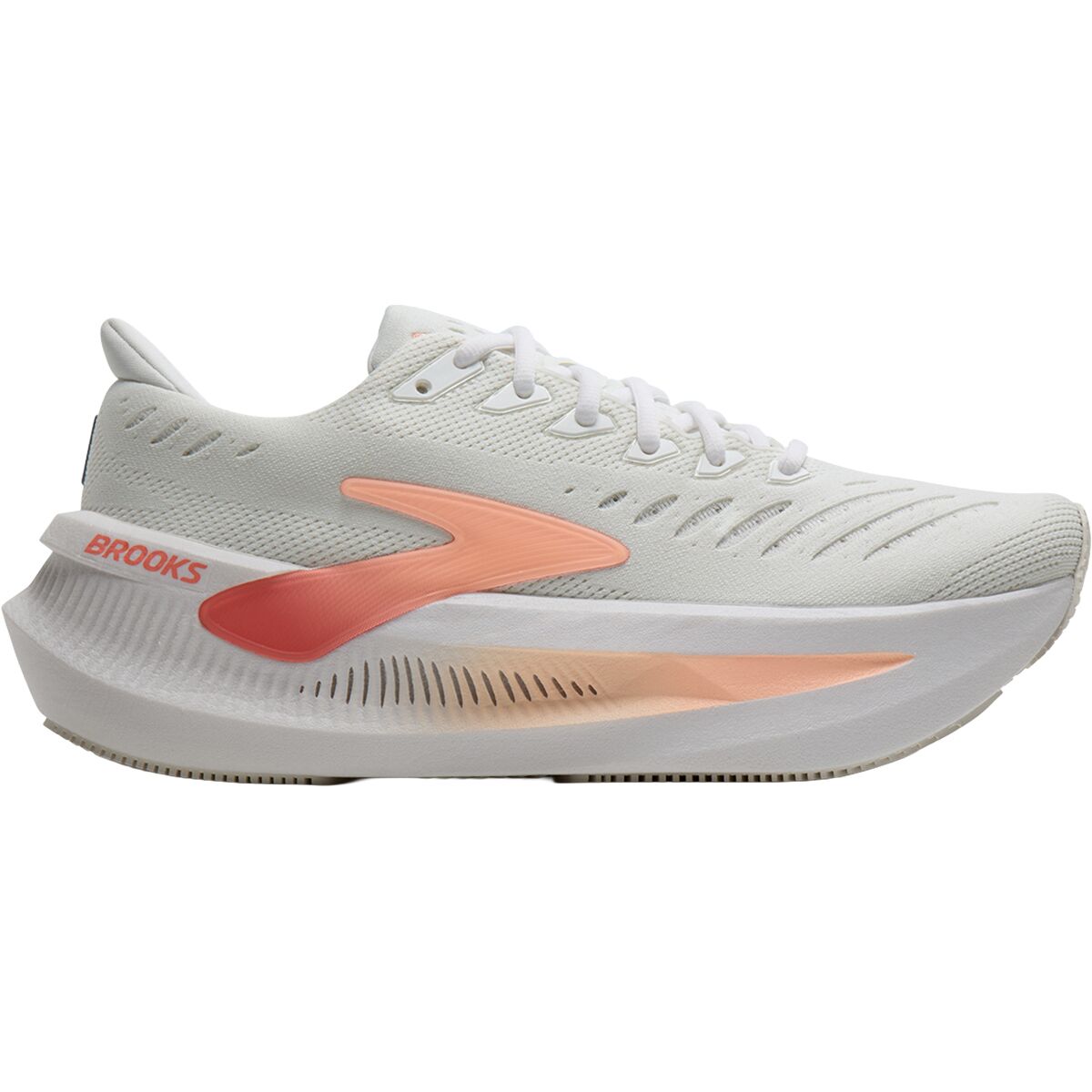 Image of Brooks Glycerin Max 2 Running Shoe - Women's White/Coral/Peach, 9.5