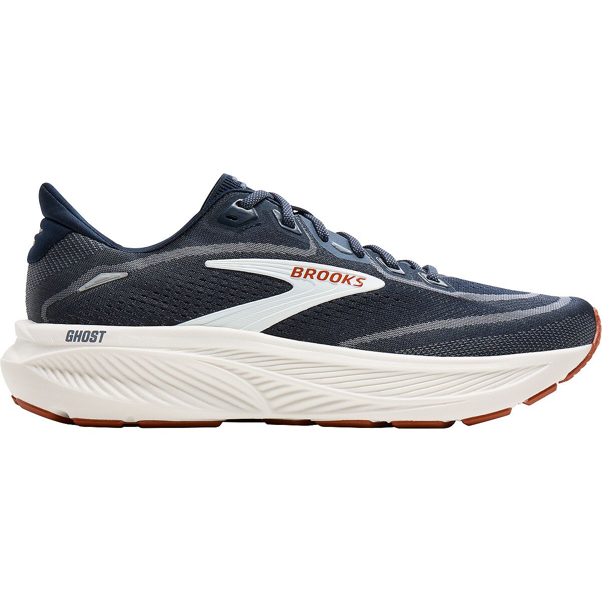 Image of Brooks Ghost 18 Running Shoe - Men's Navy Blazer/Red Earth/Blue, 10.5