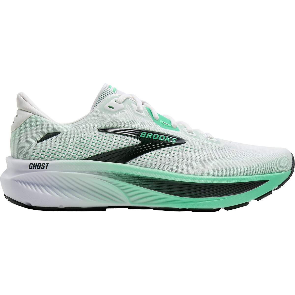 Image of Brooks Ghost 18 Running Shoe - Men's White/Spring Bud/Spruce, 9.0