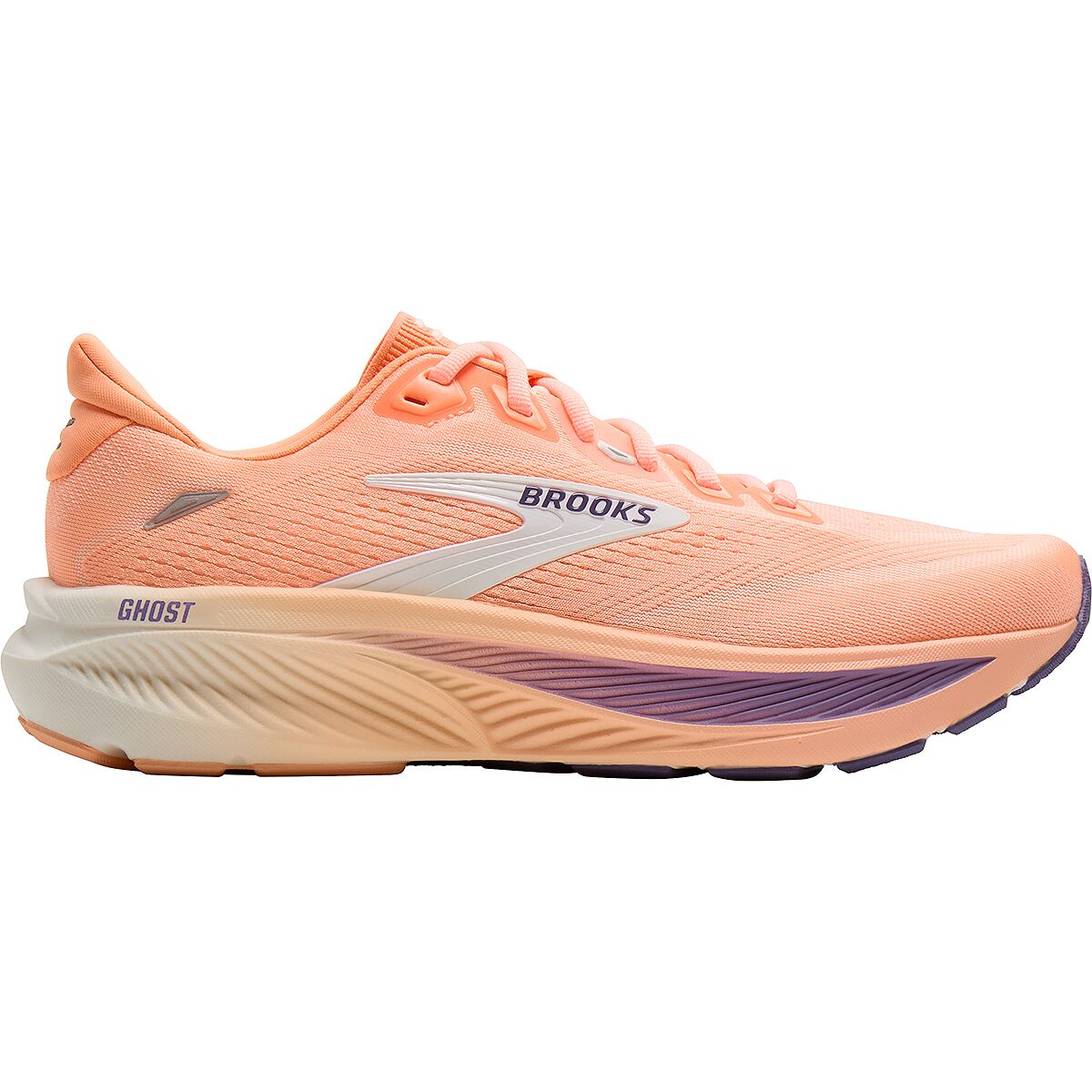 Image of Brooks Ghost 18 Running Shoe - Women's Peach/Grape/Coconut, 6.0