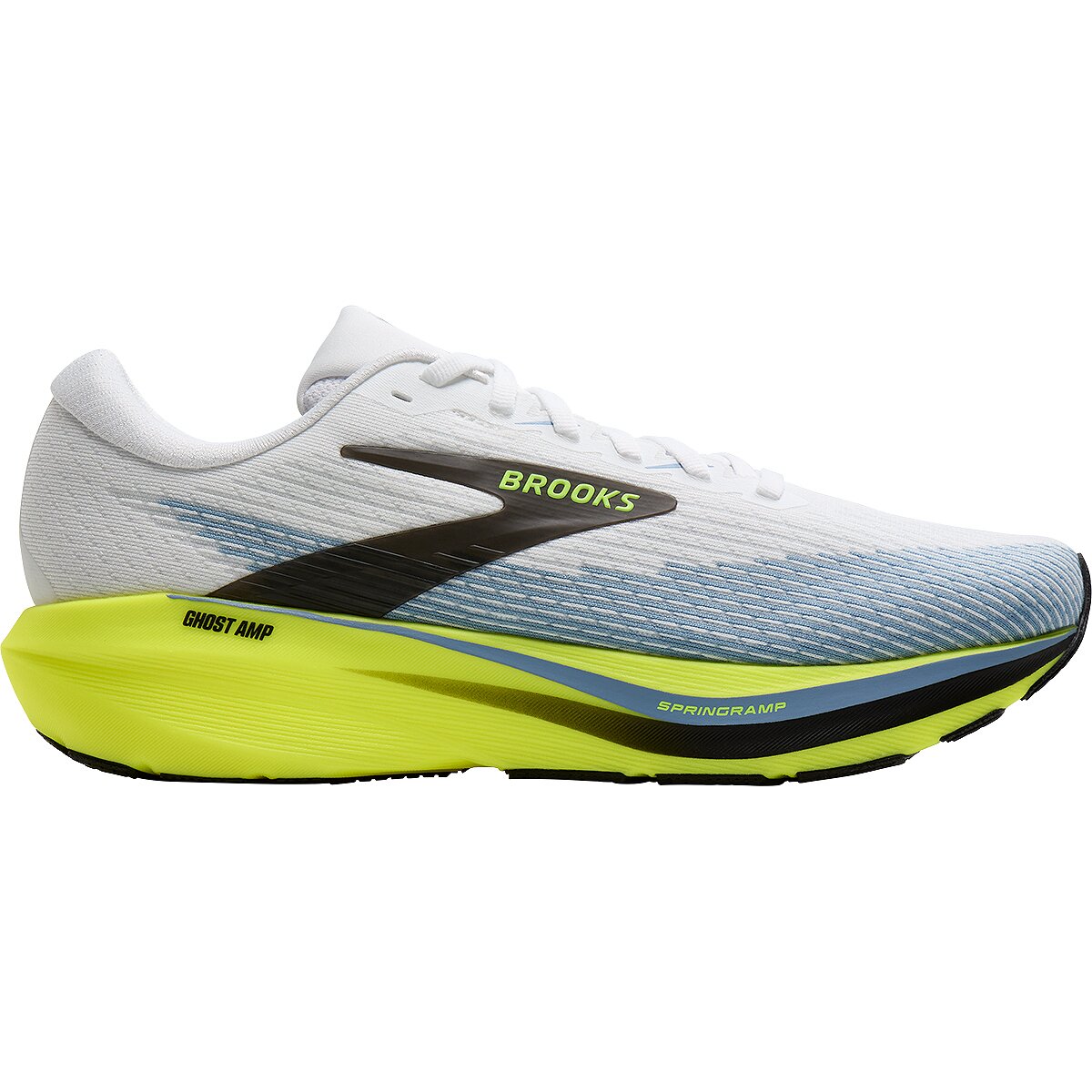 Image of Brooks Ghost Amp Running Shoe - Men's White/Blue/Nightlife, 10.5