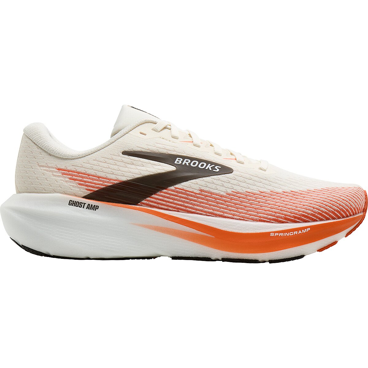 Image of Brooks Ghost Amp Running Shoe - Men's White/Tigerlily/Black, 9.0