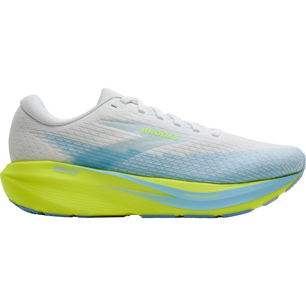 Image of Brooks Ghost Amp Running Shoe - Women's White/Blue/Nightlife, 10.0