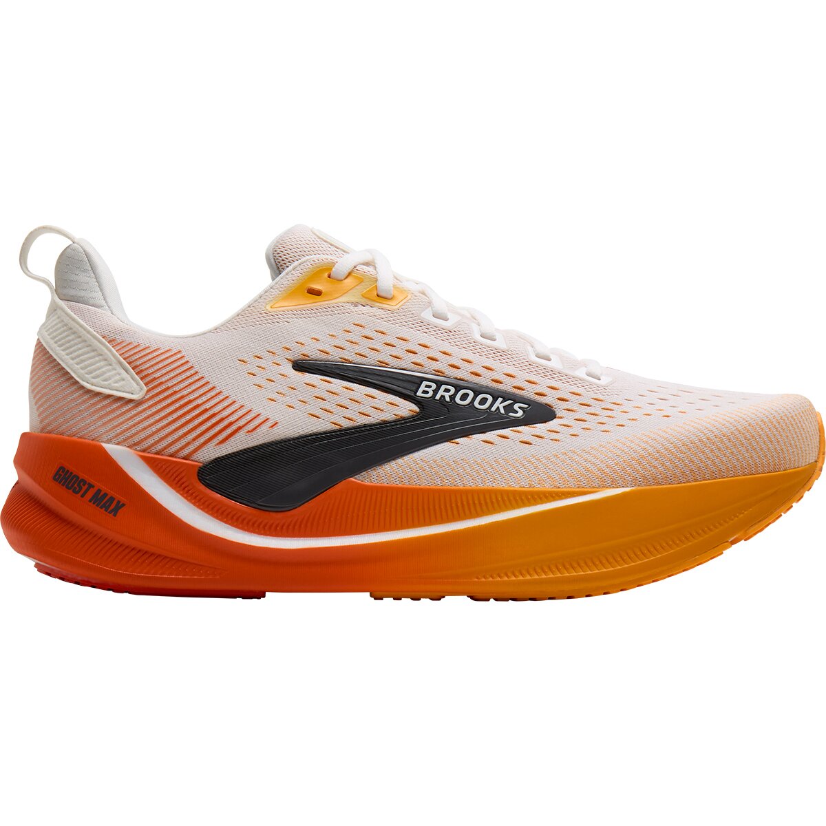 Image of Brooks Ghost Max 4 Running Shoe - Men's White/Orange/Red, 10.0