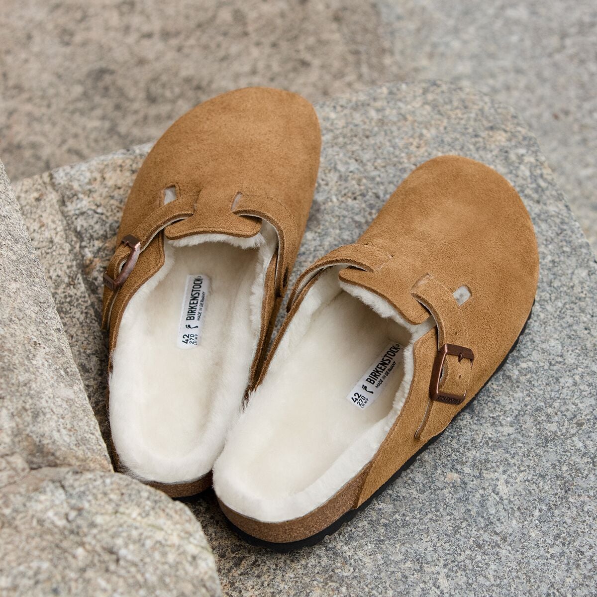 BIRKENSTOCK: SHOES BOOTS AND SLIPPERS, BIRKENSTOCK BOSTON SHEARLING SLIPPERS