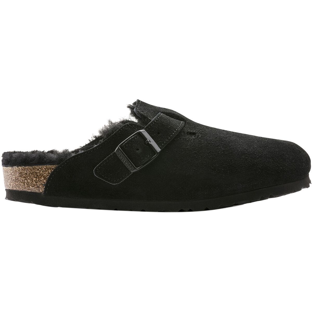 Image of Birkenstock Boston Shearling Lined Narrow Shoe - Women's Black-Black Suede, 36.0