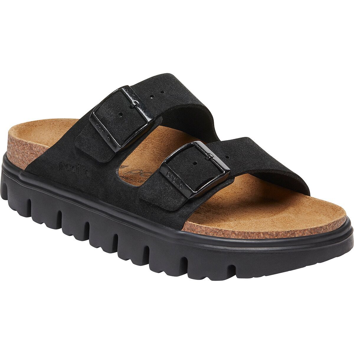 Image of Birkenstock Arizona Chunky Suede Narrow Sandal - Women's Black Suede2, 39.0