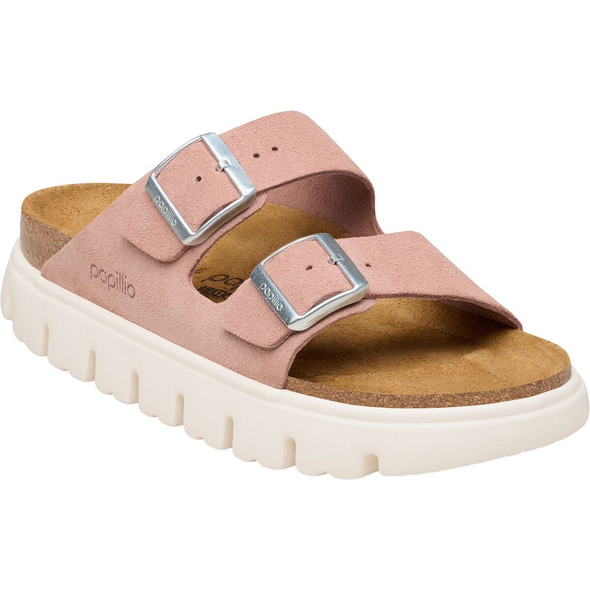 Image of Birkenstock Arizona Chunky Suede Narrow Sandal - Women's Pink Clay Suede, 38.0