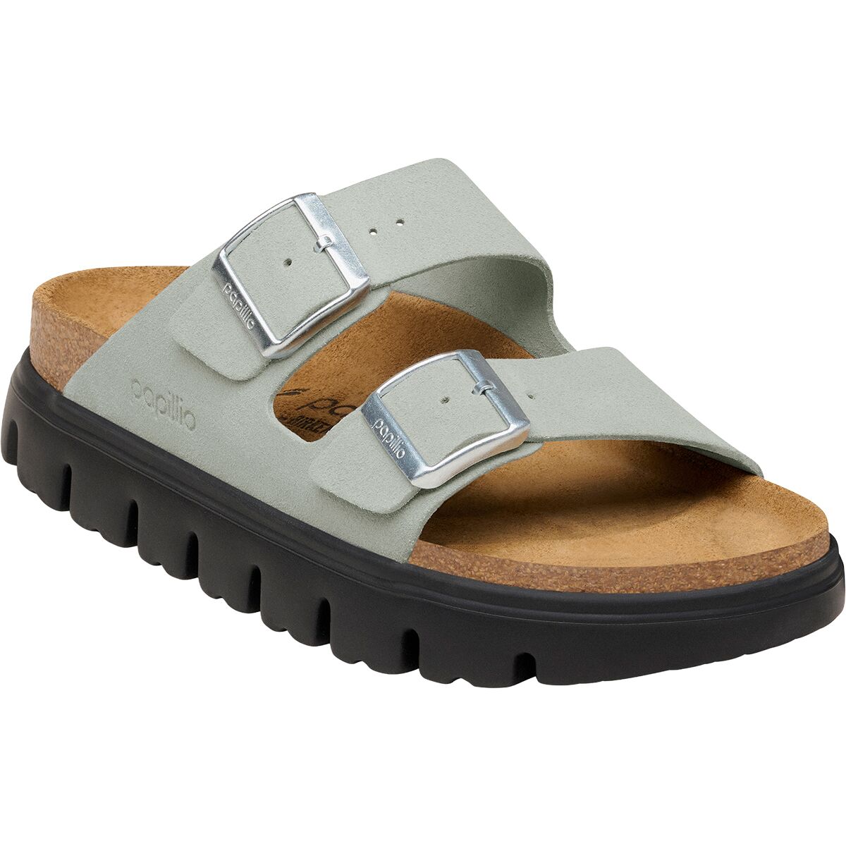 Image of Birkenstock Arizona Chunky Suede Narrow Sandal - Women's Pure Sage Suede, 39.0