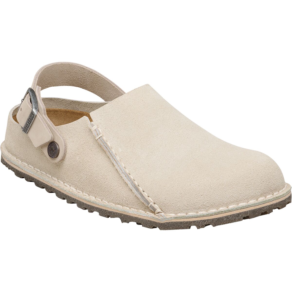 Image of Birkenstock Lutry Suede Narrow Clog - Women's Oyster Suede, 37.0