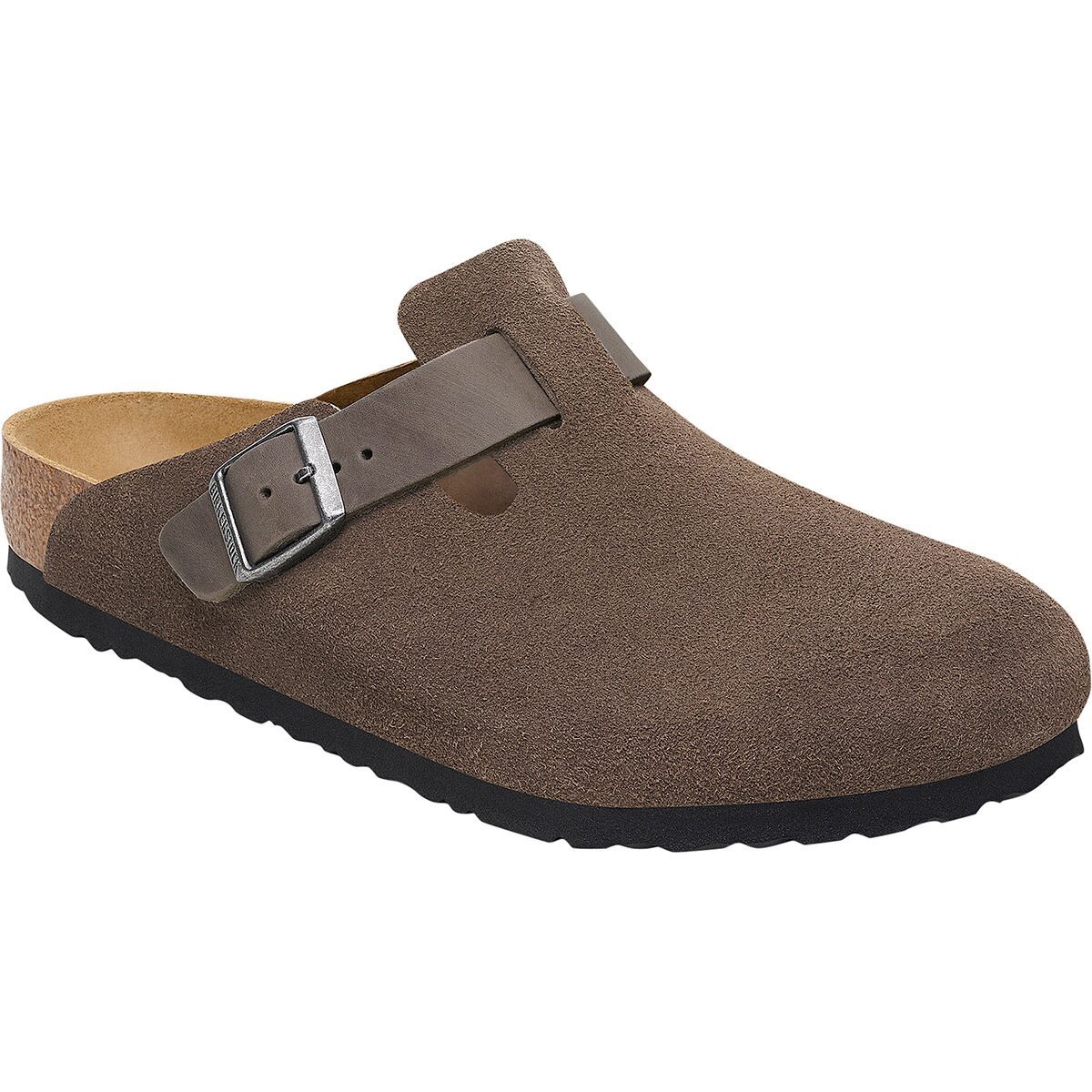 Image of Birkenstock Boston Suede Oiled Leather Clog - Men's Concrete Gray/Iron Suede/Oiled Leather, 44.0
