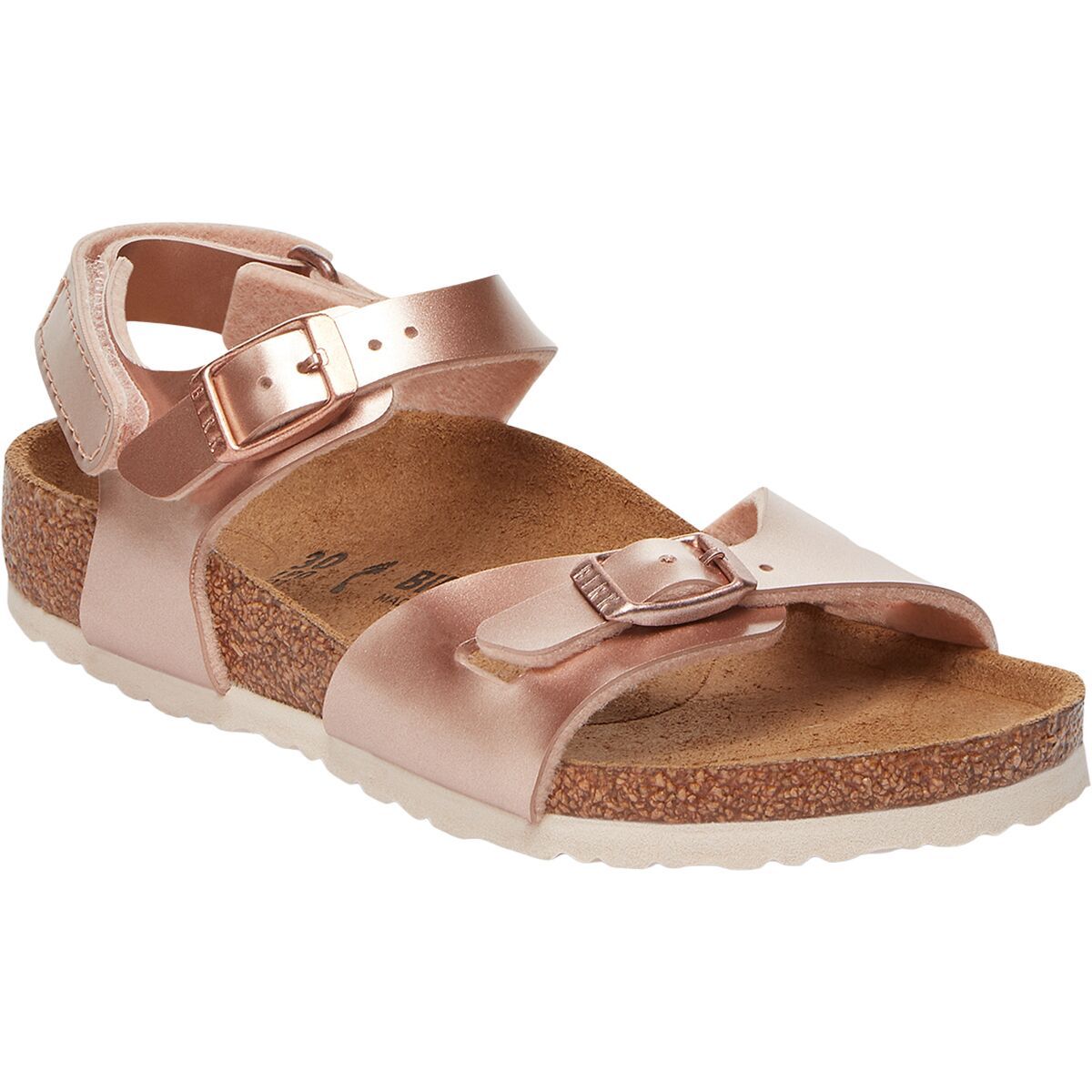 Image of Birkenstock Rio Hook & Loop Sandal - Toddlers' Electric Metallic Copper Birko Flor, 24.0