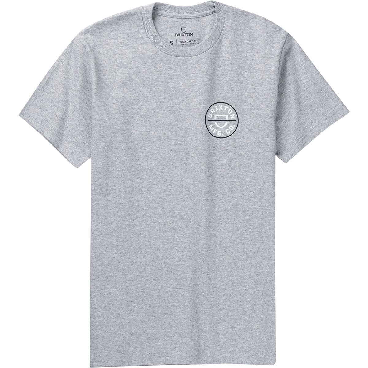 Brixton Crest II Short-Sleeve T-Shirt - Men's Heather Grey/White, XXL