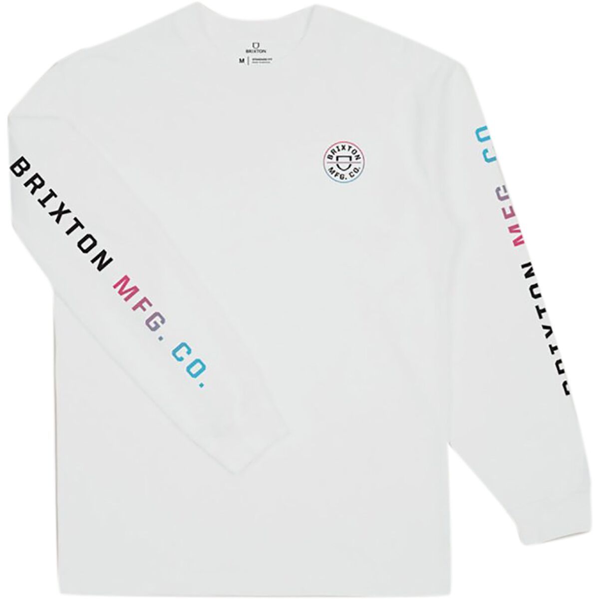 Brixton Crest Long-Sleeve T-Shirt - Men's White/Light Blue/Pink, XL