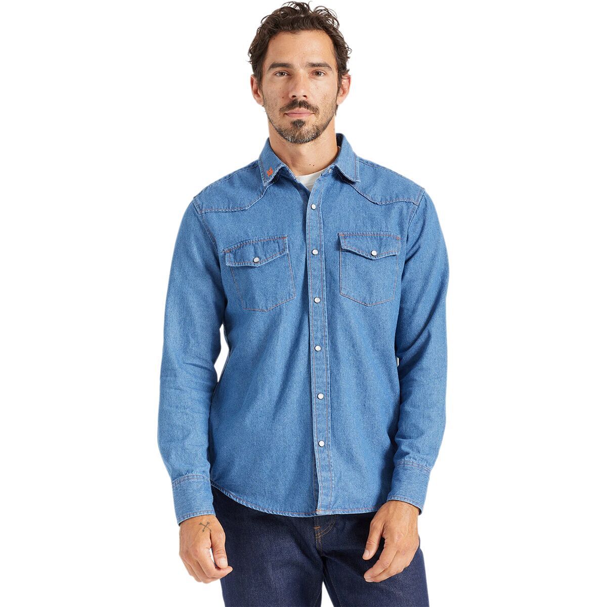 Brixton Willie Nelson Woven Long-Sleeve Shirt - Men's Worn Denim, L