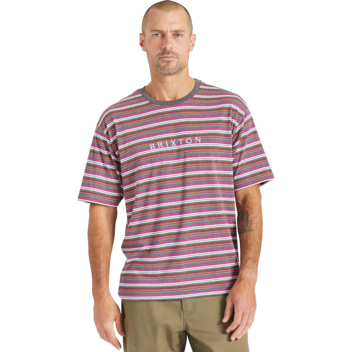 Brixton Hilt Boxy Alpha Line Short-Sleeve Knit T-Shirt - Men's Viva Multi Stripe, M