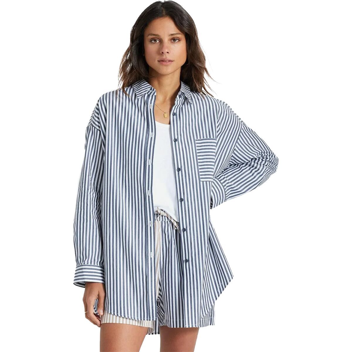 Brixton Sidney Oversized Long-Sleeve Shirt - Women's Washed Navy, XS/S