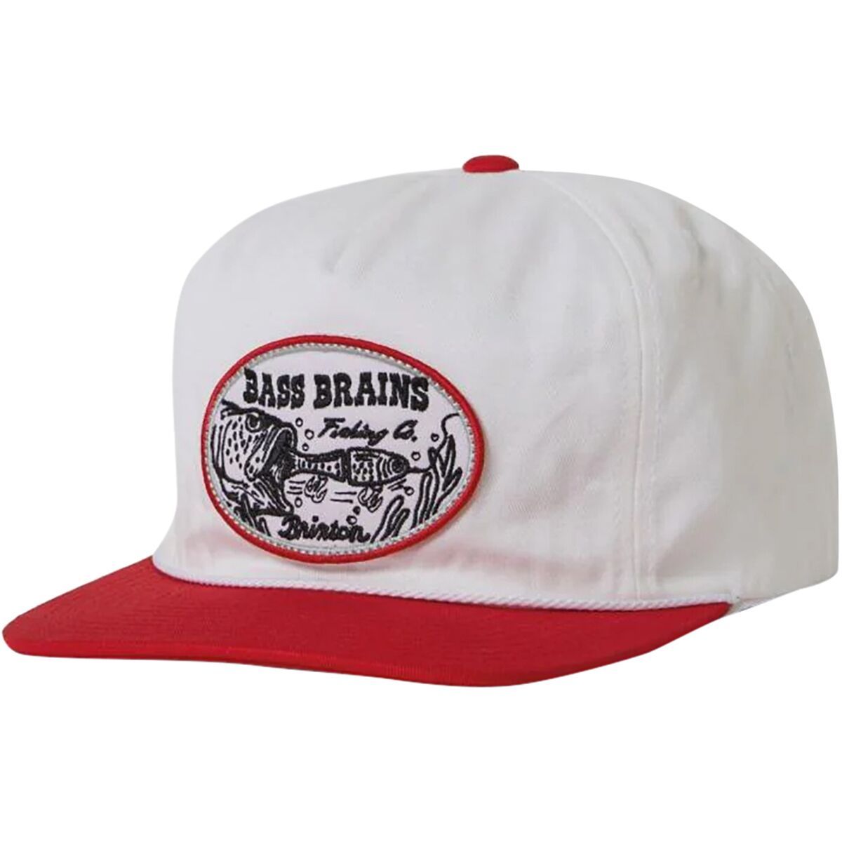 Brixton Bass Brains Swim HP Snapback Hat White/Red, One Size