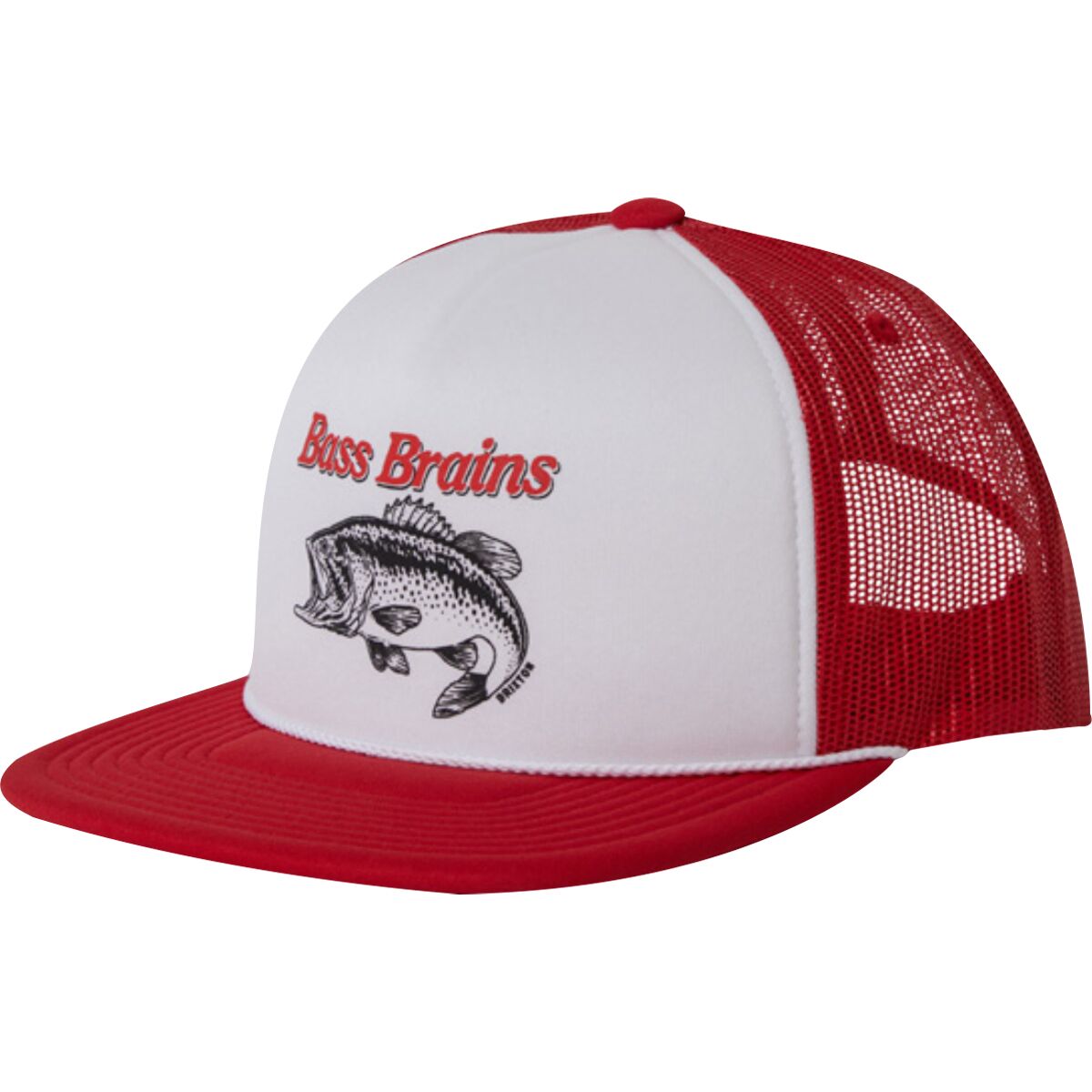 Image of Brixton Bass Brains Fishing Team MP Trucker Hat - Men's Crimson/White/Crimson, One Size