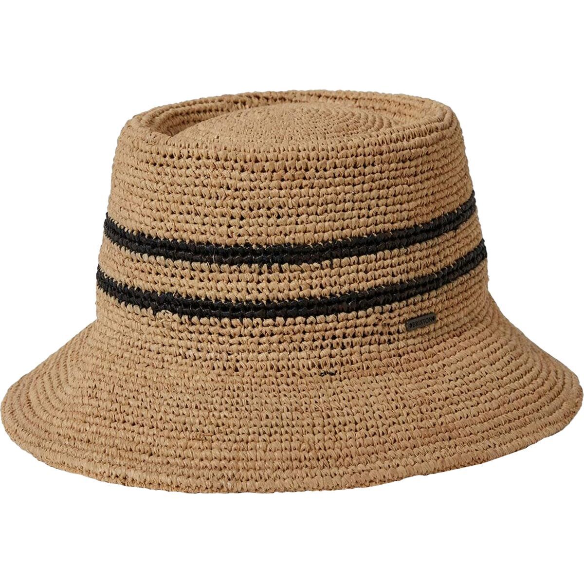 Image of Brixton Ellee Straw Bucket Hat - Women's Tan/Black, M/L