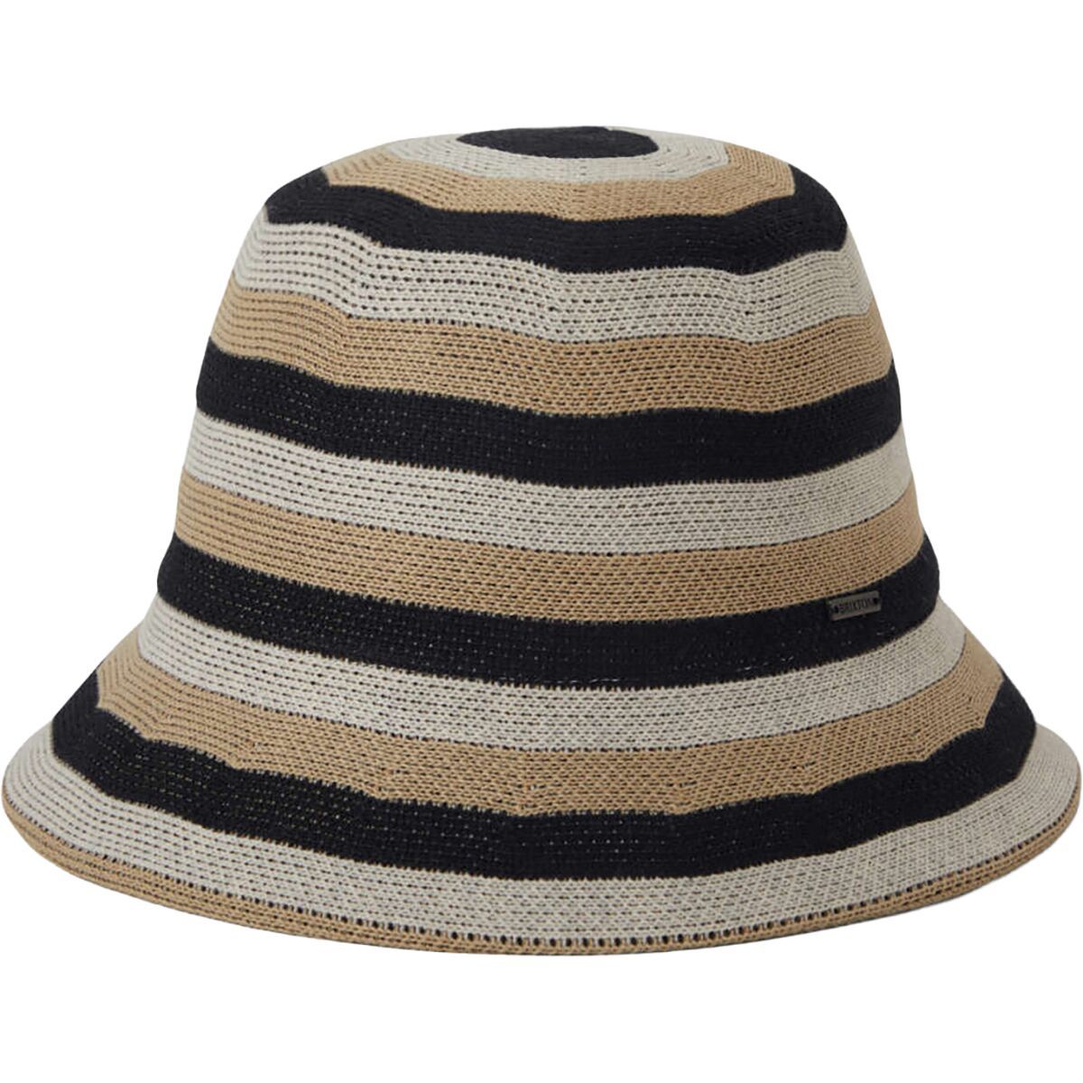 Image of Brixton Lisboa Knit Packable Bucket Hat Black/Sand/Whitecap, XS/S